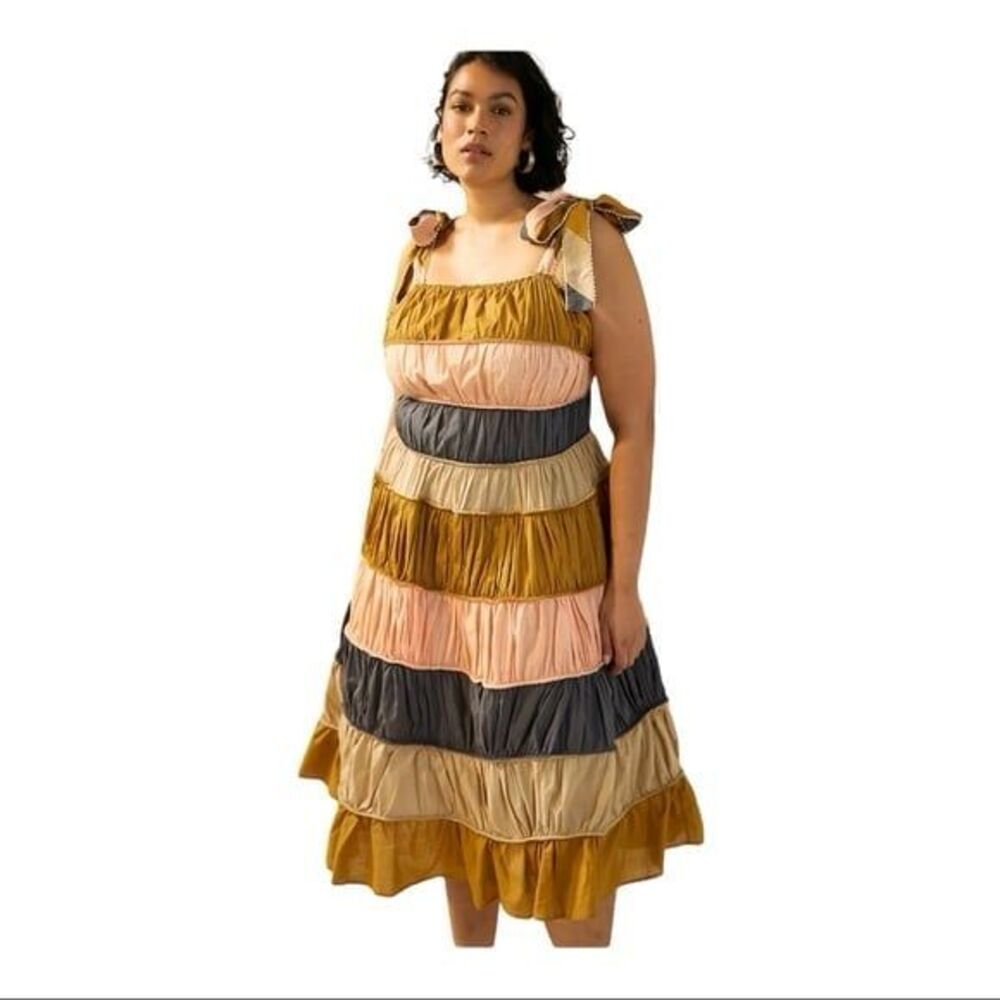 Anthropologie Let me be Letizia Colorblocked Midi Dress